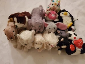 Small Plush Stuffed Animal Lot of 13 ~Dogs, Cats, Bear, Stackins, etc. - Picture 1 of 3
