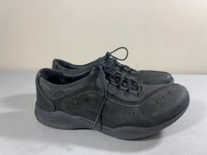 CLARKS WOMEN'S BLACK LEATHER WAVE WALK SNEAKERS SIZE 7.5M - Picture 1 of 3