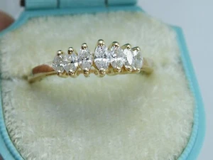 14k Gold .57tcw Natural Marquise Diamond Estate RING Sz 8.75 Eye Clean White - Picture 1 of 11