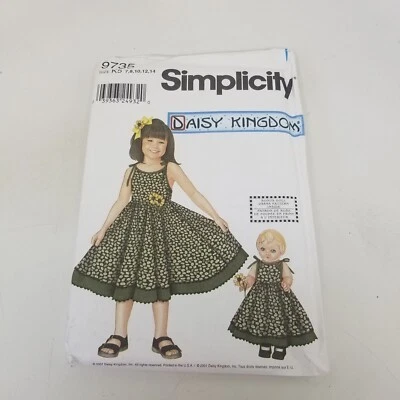 Simplicity 9735 Size K5 7, 8, 10, 12, 14 Daisy Kingdom Bonus Doll DressPattern - Image 1 of 4