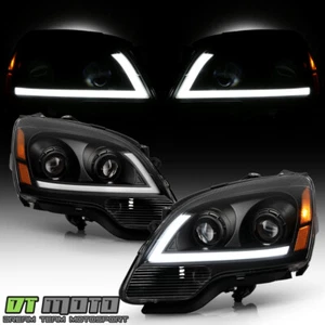 2007-2012 GMC Acadia Black LED Tube Projector Headlights Headlamps Left+Right - Picture 1 of 8