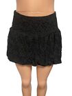 Y2K Black Lined Crochet Bubble Mini Skirt 14 in micro mini skirt Gothic core L