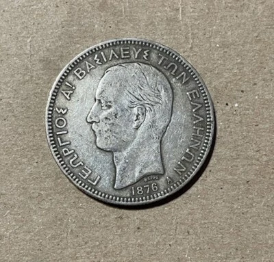 Greece - 1876-A Large Silver 5 Drachmai - Nice - Image 1 of 2