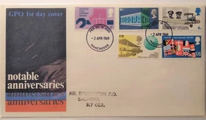 GB GPO First Day Cover 2 April 1969 Notable Anniversaries 5d to 1/9d with insert - Picture 1 of 1