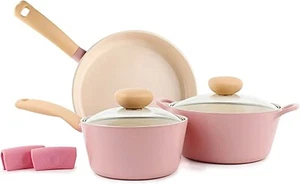 Open Box, Neoflam Retrò 5pz Set di Pentole con Rivestimento in Ceramica Antiaderente con Coperchio - Foto 1 di 20