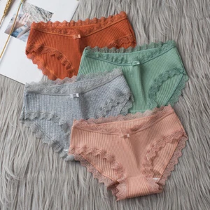 Womens Ladies Cotton Underwear Briefs Seamless Lace Panties Knickers Lingerie - Picture 1 of 32