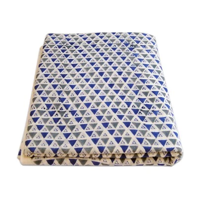 Indian 10 Yard Block Triangle Indigo Print Cotton Fabric Woman Cloth Making - Image 1 of 4