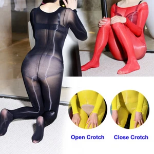 Body modelador ultra brillante de nailon para mujer bodystocking transparente mono de juego - Imagen 1 de 19