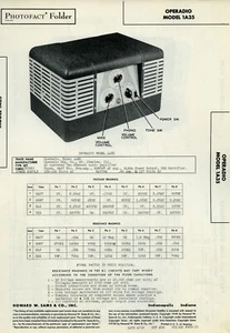 Vintage Sam's Photofact/Schematic Folder Operadio Model #1A35 SFF55 - Bild 1 von 1