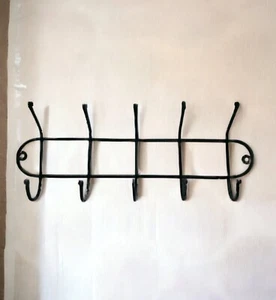 Percha de gancho para riel de abrigo puerta de pared de hierro negro 5 ganchos DE ALTA RESISTENCIA - Imagen 1 de 4
