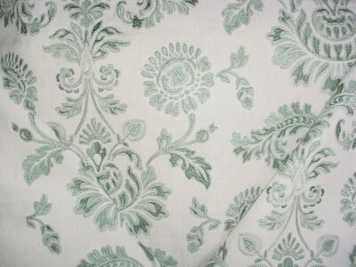 6Y Lee Jofa 2013118 Camberly Embrodiered Linen Floral Seafoam Upholstery Fabric - Image 1 of 4