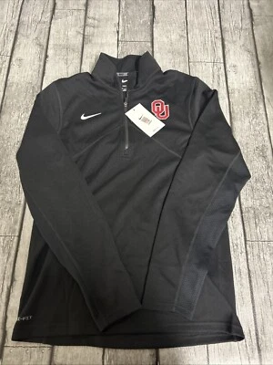 NWT Men’s Nike Training 1/4 Zip Oklahoma Sooners Pullover Small Black Dri Fit - Image 1 of 4