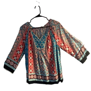Pre Owned Women’s Crown & Ivy Blouse Size Med Hippie Vibe Classic Chic - Picture 1 of 10