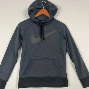 Nike Therma-Fit Hoodie Men's Small Gray Fleece Lined Thumbhole Sleeve Pullover - Picture 1 of 7
