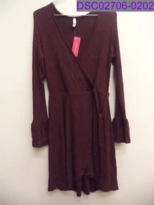 Jr Girls Small Xhilaration V-Neck Wrap Sweater Knit Dress Purple Plum JTD1000KZN - Picture 1 of 5