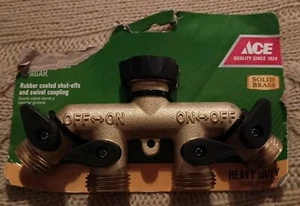 Ace 4-Way Heavy Duty Brass Garden Hose Connector Splitter w/Shut-Off Valves - Picture 1 of 5