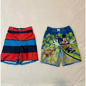 Boys Swim Trunks Shorts Size 5T Disney Carter Green Blue Red Mickey Mouse - Picture 1 of 7
