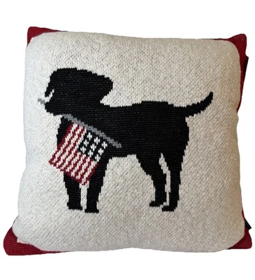 Brooks Brothers 18x18 Negro Laboratorio Decorativo Bandera Almohada Perro Americana 4 de Julio Foto 1 de 3