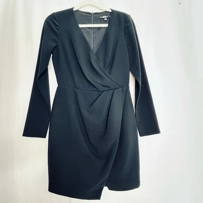 Black Halo black long sleeve mini dress size 2 little black dress event evening  - Image 1 of 4