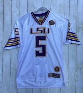 LSU Tigers Trikot Herren Large weiß lila NCAA Football Nummer 5 Mesh SEC - Bild 1 von 13