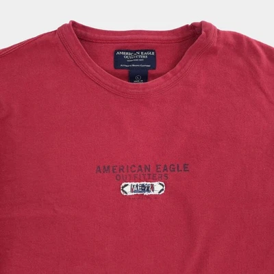 Y2k American Eagle Shirt Large Mens Red Heavyweight Preppy Embroidered - Image 1 of 4