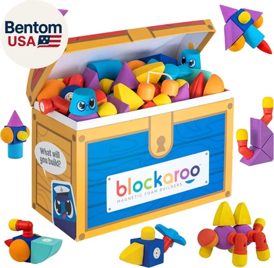 Bloques de construcción de espuma magnética - Juego de 100 piezas con cofre de almacenamiento, juguetes de baño para  Foto 1 de 4