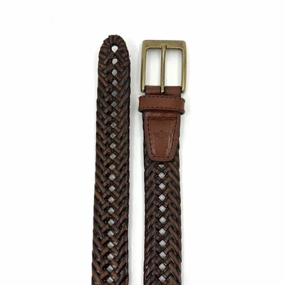 Ремень плетеный мужской Dockers коричневый полностью регулируемый двойной V-образное плетение размер 48/120 - Изображение 1 из 4