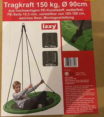 Nestschaukel Textilene bis150kg 90cm Grün 110D/Bx180Hcm NEU/OVP ink DHL - Bild 1 von 2