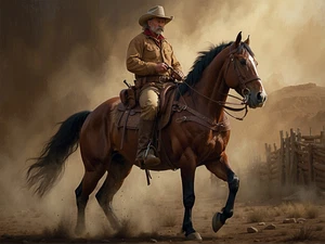 Cavallo Cowboy Fattoria Rustico Bovini Cowboy Alta Qualità Tela/Carta Foto PA139 - Foto 1 di 6