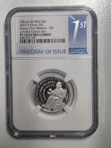 2025 S Silver Quarter 25c Woman proof NGC PF70 First Day - Stacey Park Milbern  - Picture 1 of 3