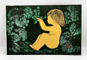 Impresión en madera japonesa de colección Kaoru Kawano MCM “Girl In Forest” montada en madera - Imagen 1 de 9