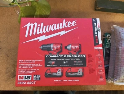 Milwaukee Tool 3692-22Ct M18 Compact Brushless 2-Tool Combo Kit, Cordless - Image 1 of 2
