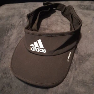 Adidas Aeroready Unisex Black Strapback Visor Hat Running Golf Tennis - Picture 1 of 4