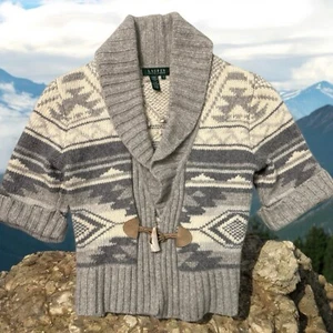 Vintage Lauren Ralph Lauren Women’s Small Angora Wool Blend Sweater Horn Toggle - Picture 1 of 8