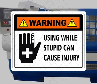 警告使用愚蠢会导致伤害-有趣的警告贴纸 — 第 1/2 张图片