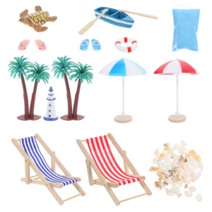 1 Set Beach Miniature Dollhouse Decoration Ornament Mini Beach Style Ornament - Picture 1 of 20