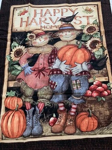 Susan Winget Happy Harvest Quilting Fabric Panel Scarecrows Pumpkins Fall NEW - Picture 1 of 5