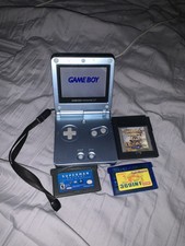 Nintendo Game Boy Advance SP Pearl Blue AGS-101 Console w/ Charger And Games