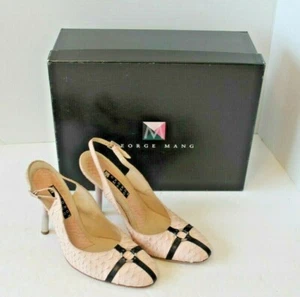 George Mang Sling Back Heels Pink Python Italy Shoes w/Box Womens Sz 36.5 US 6 - Picture 1 of 11