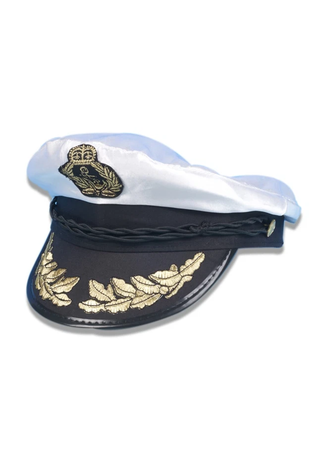 Lujo Satén Capitán Gorra Sombrero Adulto Hombres Damas Marino Oficial Elegante Vestido Foto 1 de 1