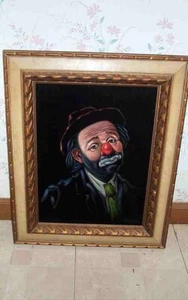 Sad CLOWN Painting Artist MICHAEL MEKETI Framed Vintage Wall Hanging Picture Art - Picture 1 of 12
