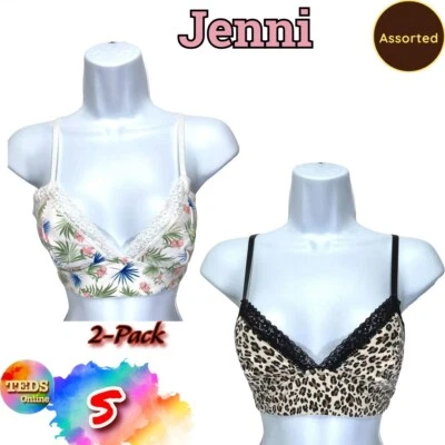 NWOT 2-Pack Jenni by Jennifer Moore Womens S Wide Lace Bralette Assorted - Image 1 of 4