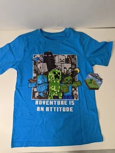 Minecraft Short Sleeve T Shirt Size Medium Creepers Mojang Blue Boys 8 - Picture 1 of 5