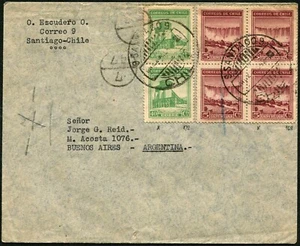 Chile Santiago 1942 Brief nach Buenos Aires Argentinien Lateinamerika 100p Porto - Bild 1 von 2