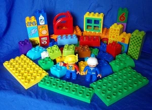 LEGO DUPLO Mixed Lot w/ Truck Trailer 2 Figures Picture Blocks in BUCKET - Picture 1 of 7