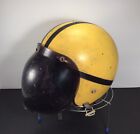 Vintage Grand Prix Motorcycle Helmet W/ Amber Bubble Visor 1974