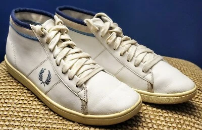 FRED PERRY Men's White Leather Lace Up High Top Vietnam Sneakers US 9 - Image 1 of 4