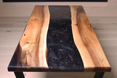 English Walnut Canadian Designer Made One of a Kind River Coffee Table - Image 1 of 3