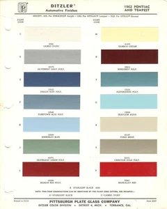 1962 PONTIAC BONNEVILLE CATALINA STAR CHIEF GRAND PRIX TEMPEST PAINT CHIPS (PPG) - Picture 1 of 1