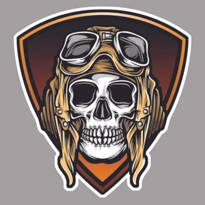 FLIEGER AVIATOR SKULL HEAD DECAL TOTENKOPF GESICHT AUFKLEBER STICKER AB105 - Bild 1 von 1